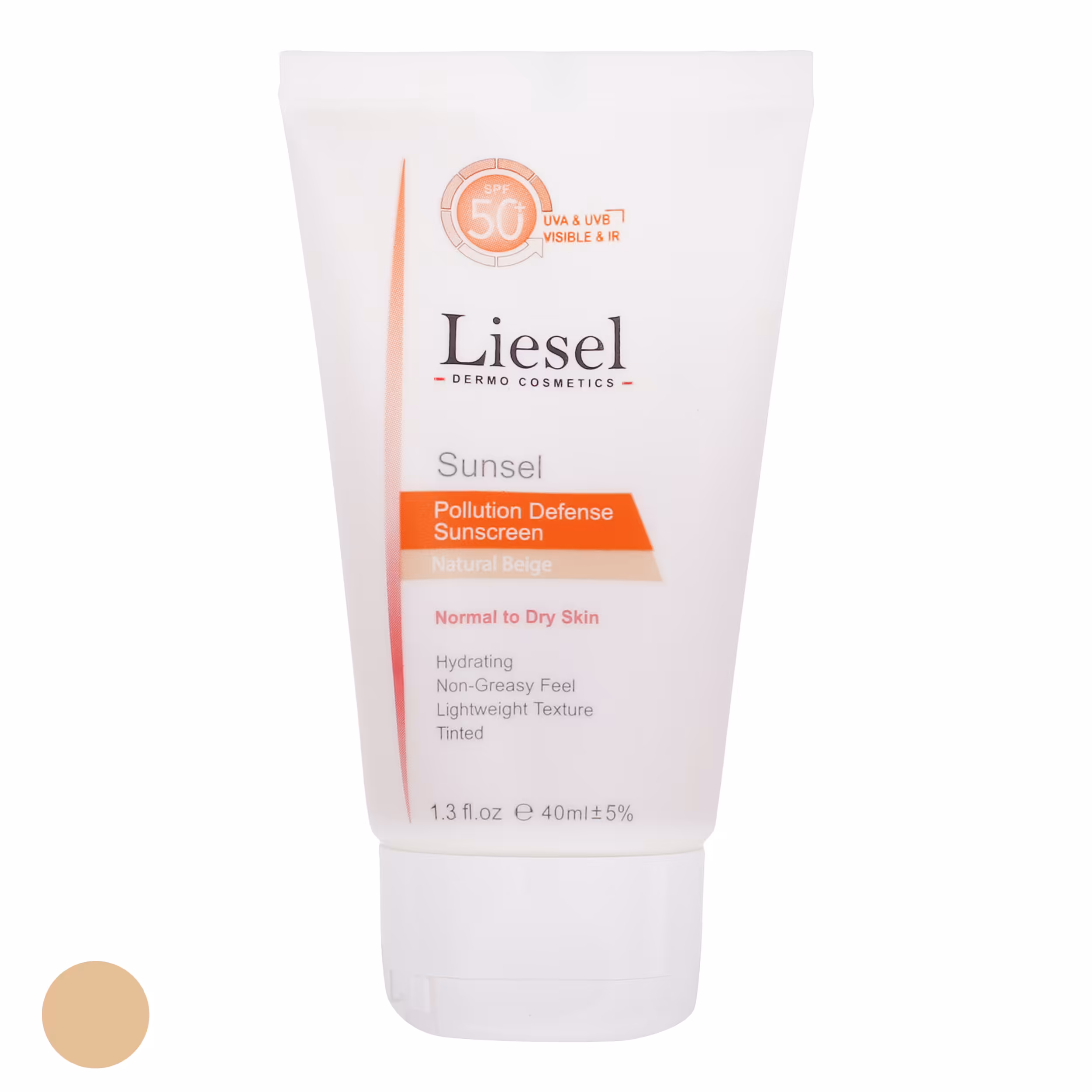 کرم ضد آفتاب SPF50 رنگی لایسل مناسب پوست نرمال تا خشک حجم 40 میلی‌لیتر
