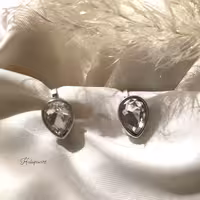 گوشواره کلیپسی استیل آبکاری نقره و سنگ زیرکونیا Hulupuart برند iam