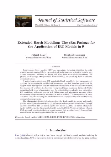 خرید و دانلود نسخه کامل کتاب Extended Rasch Modeling: The eRm Package for the Application of IRT Models in R   Code
