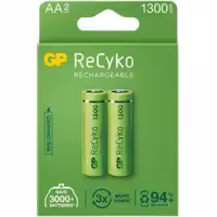 باتری قلمی قابل شارژ جی پی مدل Rechargeable Recyko 1300 بسته دو عددی