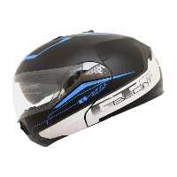 کلاه کاسکت موتورسیکلت مشکی BEON MAK VIZOR OPEN B700 BLUE B SHOCK HELMET M اندازه TÜRKMOPET