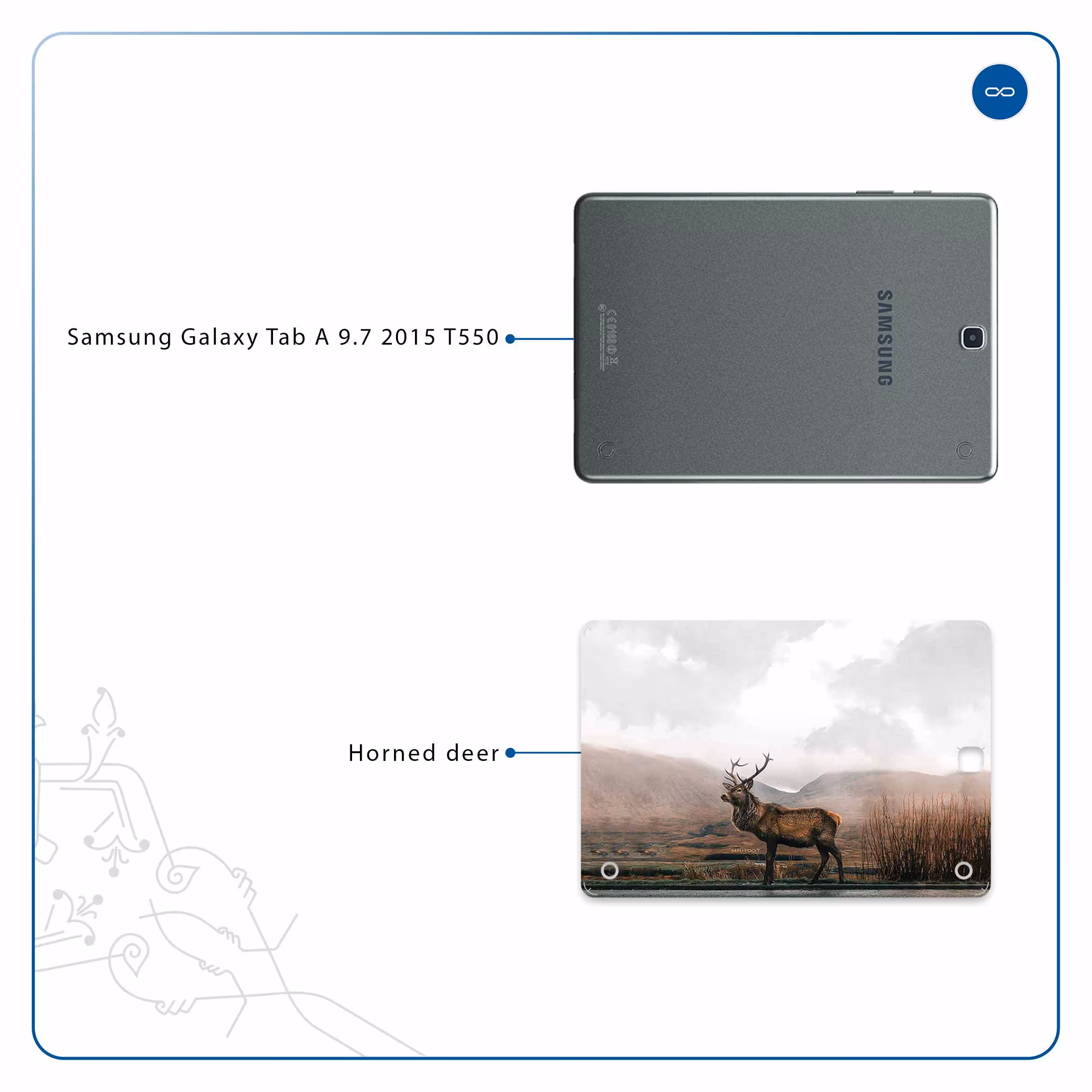 برچسب پوششی ماهوت مدل Horned Deer مناسب برای تبلت سامسونگ Galaxy Tab A 9.7 2015 T550