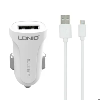 شارژر فندکی الدینیو مدل L-C17 به همراه کابل تبدیل microUSB