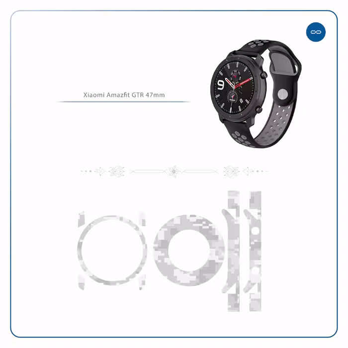 برچسب ماهوت طرح Army Winter Pixel مناسب برای ساعت هوشمند شیایومی Amazfit GTR 47mm