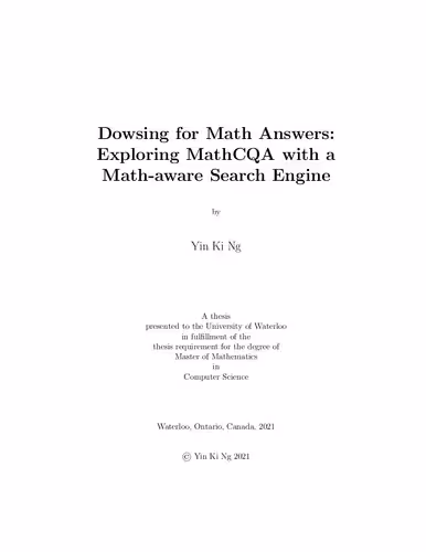 خرید و دانلود نسخه کامل کتاب Exploring MathCQA with a Math-aware Search Engine