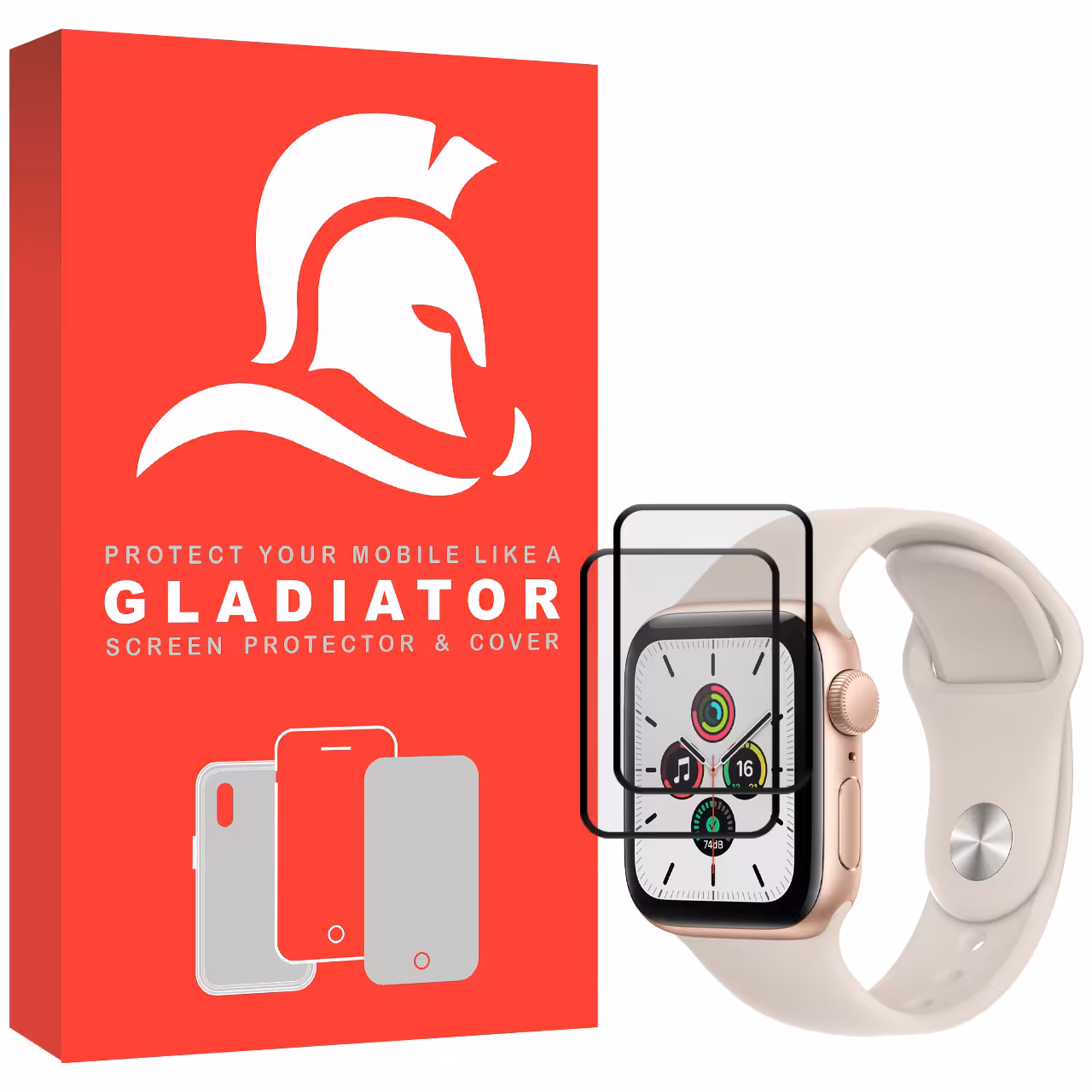 محافظ صفحه نمایش گلادیاتور مدل GWP2000 مناسب برای ساعت هوشمند اپل Iwatch 7 SE 40mm بسته دو عددی