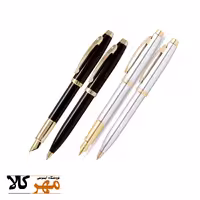 قلم ست خودکار و خودنویس رنگ مشکی و کروم گیره زرد SHEAFFER مدل 100