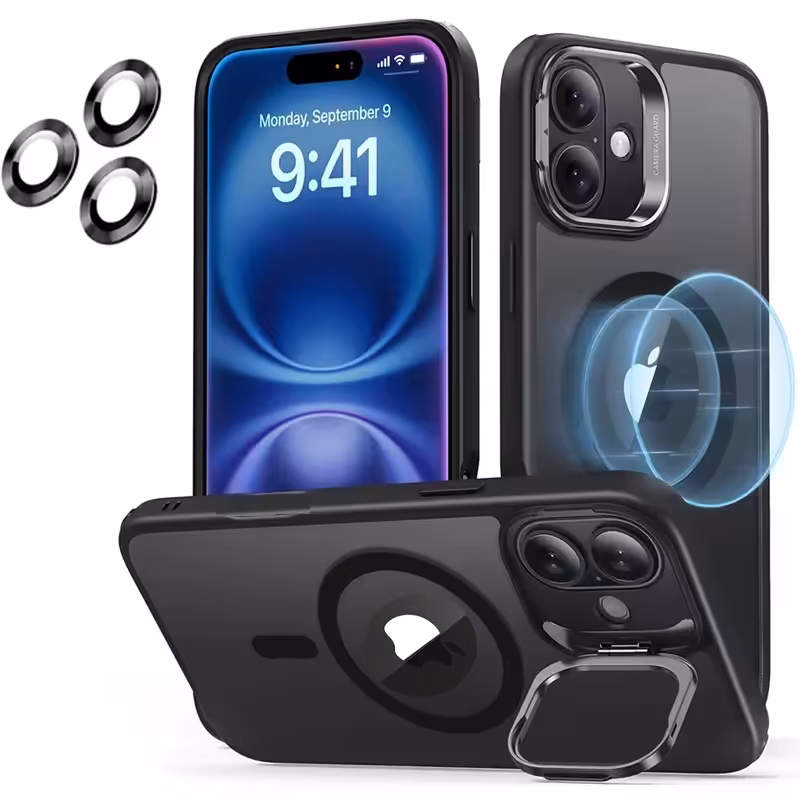 قاب اورجینال IPHONE 11 مگ سیف دار مدل Metal Stand   محافظ لنز رینگی ست