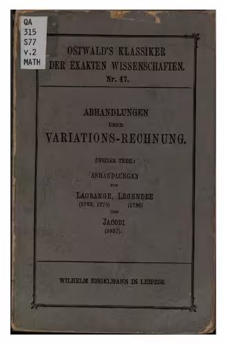 خرید و دانلود نسخه کامل کتاب Abhandlungen über Variationsrechnung (1762, 1779), (1786), (1837)