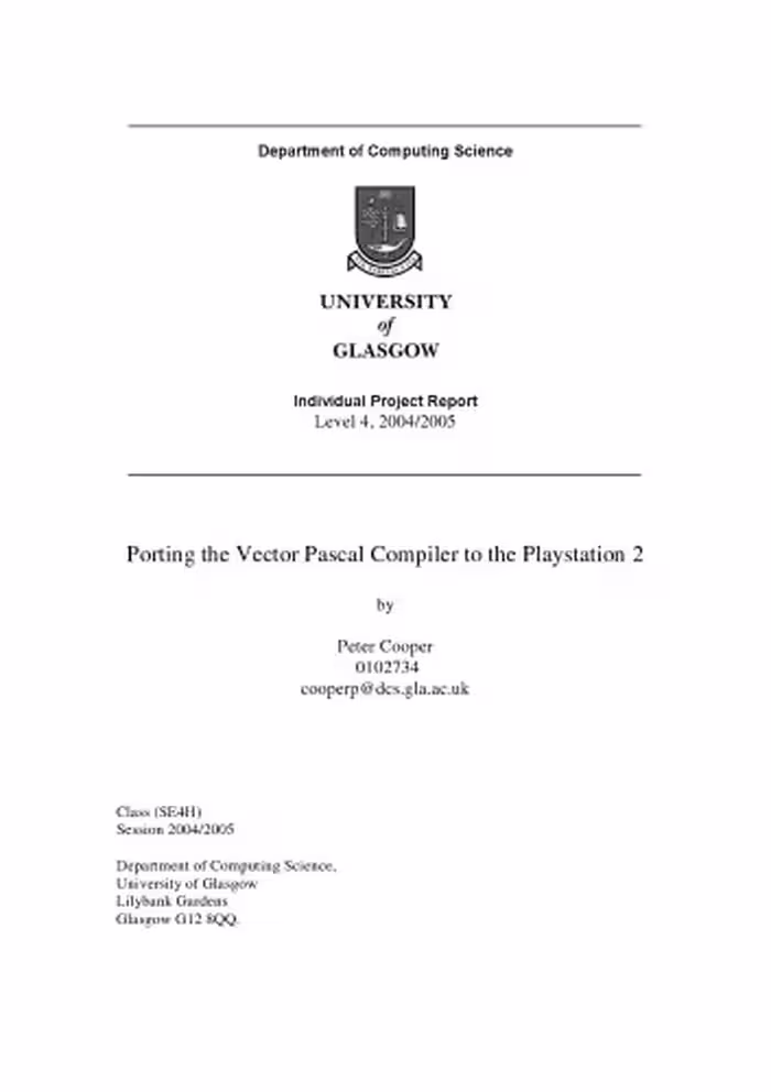 خرید و دانلود نسخه کامل کتاب Porting the Vector Pascal Compiler to the Playstation 2