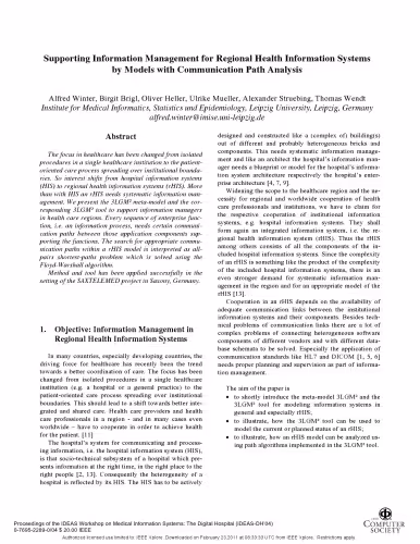 خرید و دانلود نسخه کامل کتاب Supporting Information Management for Regional Health Information Systems by Models with Communication Path Analysis