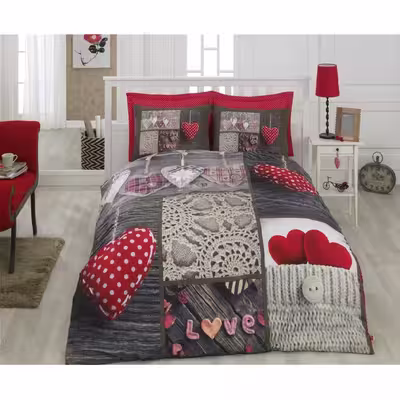سرویس ملحفه کاتن باکس مدل Lovebox دو نفره 4 تکه