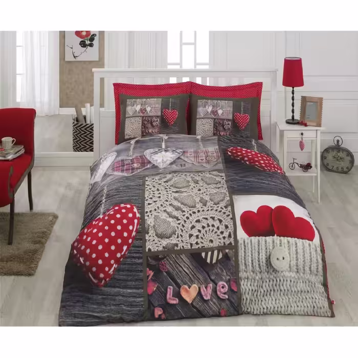 سرویس ملحفه کاتن باکس مدل Lovebox دو نفره 4 تکه