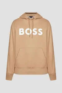 سویشرت نود مردانه آرم برند با جزئیات طناب دار بژ Beige Shirt 50496661 260 BOSS