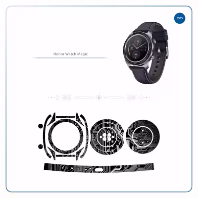 برچسب ماهوت طرح Black-Printed-Circuit-Board مناسب برای ساعت هوشمند آنر watch magic