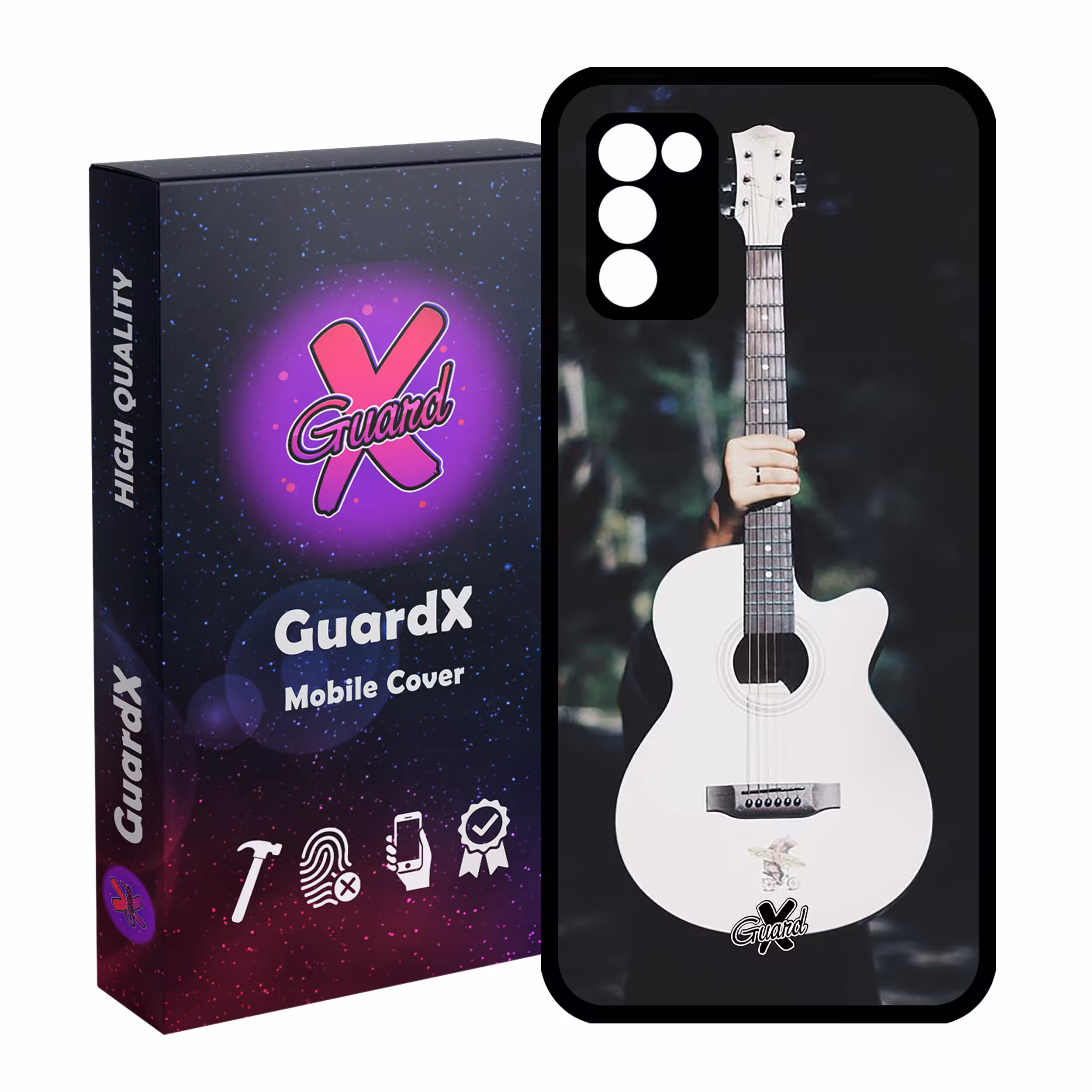 کاور گارد ایکس طرح گیتار مدل Glass10263 مناسب برای گوشی موبایل سامسونگ Galaxy A03s
