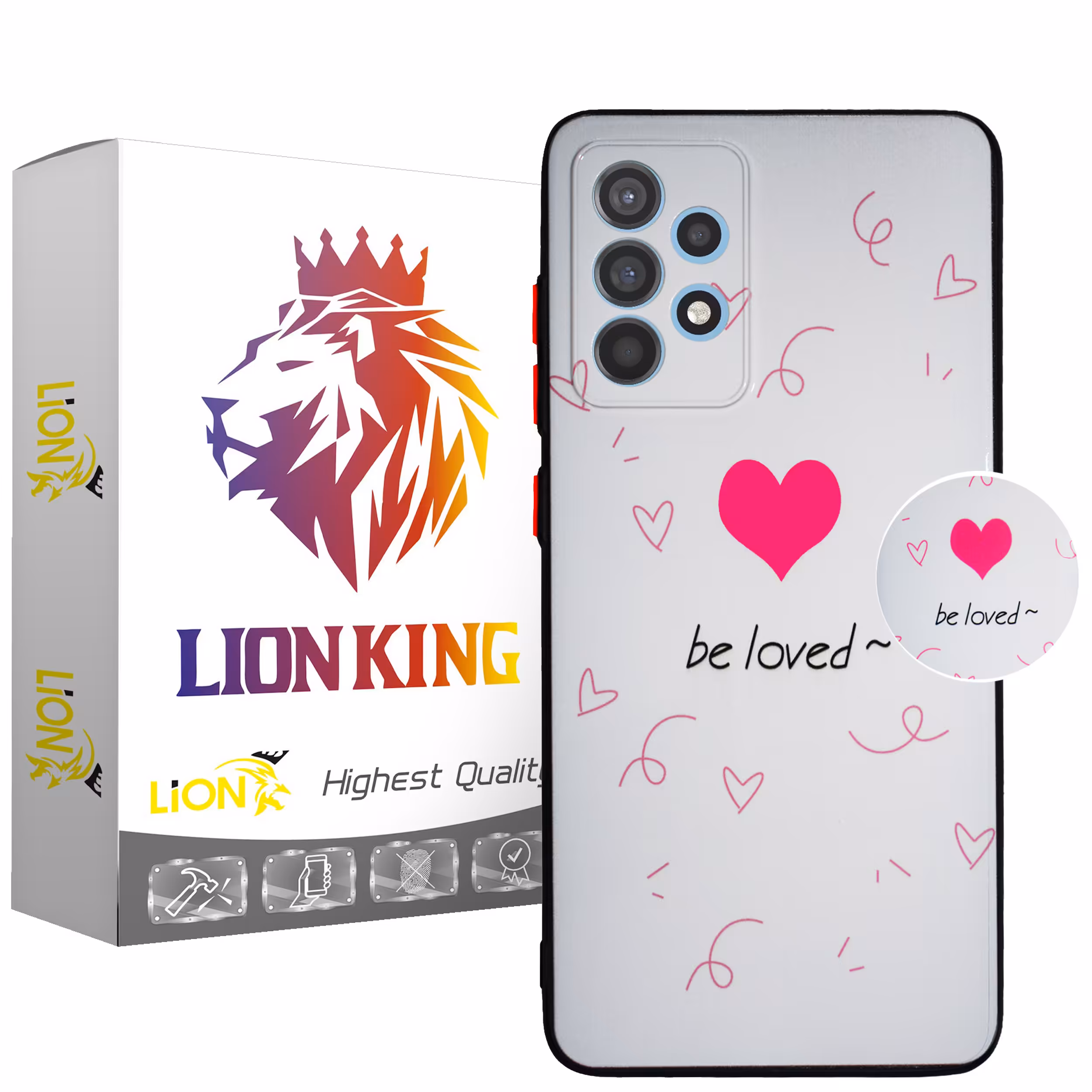 کاور لاین کینگ مدل be loved مناسب برای گوشی موبایل سامسونگ Galaxy A72 به همراه پایه نگهدارنده