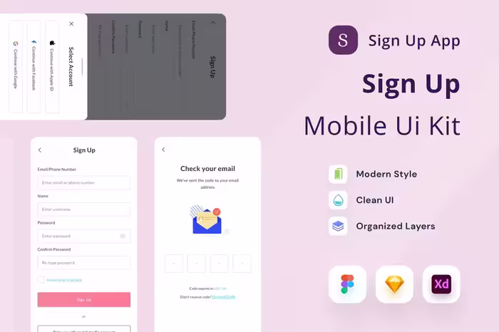 دانلود کیت رابط کاربری ثبت نام در اپلیکیشن موبایل Sign Up
