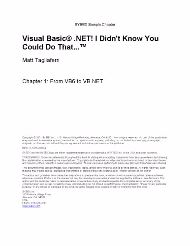 خرید و دانلود نسخه کامل کتاب Visual Basic.NET - From VB6 to VB.NET