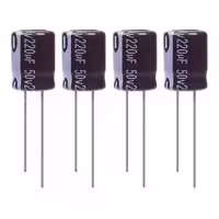 خازن الکترولیت 220 میکروفاراد 50 ولت آکسبوم مدل TEC-22150 بسته 4 عددی