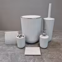 ست سرویس بهداشتی 6 پارچه همارا  درب بادبزنی رنگ طوسی