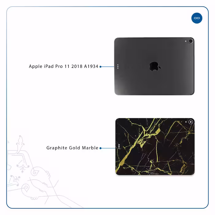 برچسب پوششی ماهوت مدل Graphite-Gold-Marble مناسب برای تبلت اپل iPad Pro 11 2018 A1934