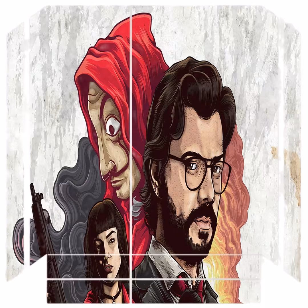 برچسب پلی استیشن ۴ مدل طرح money heist netflix کد PS-10109 