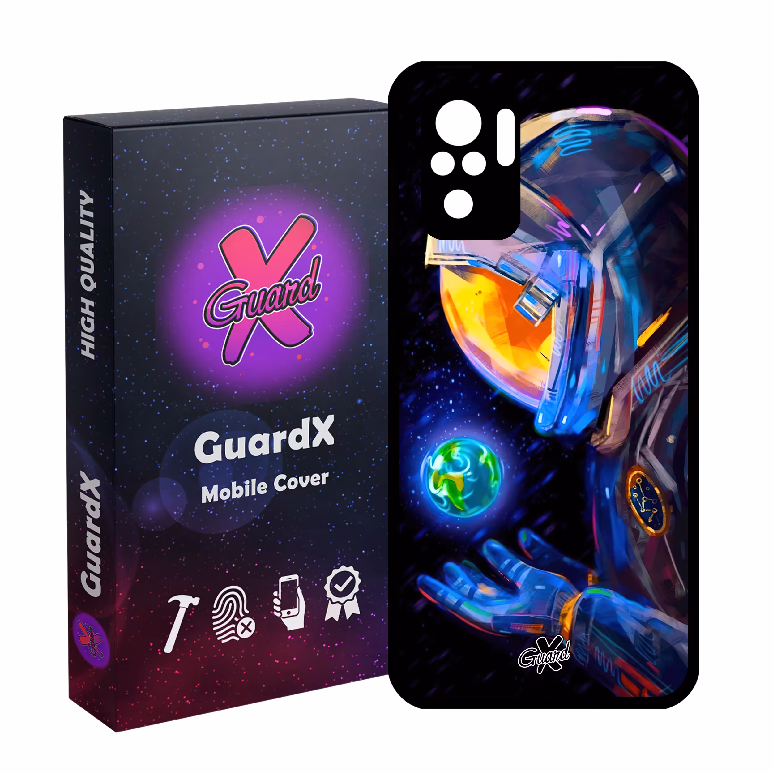 کاور گارد ایکس طرح فضانورد مدل Glass10496 مناسب برای گوشی موبایل شیائومی Redmi Note 10 4G/Redmi Note 10S