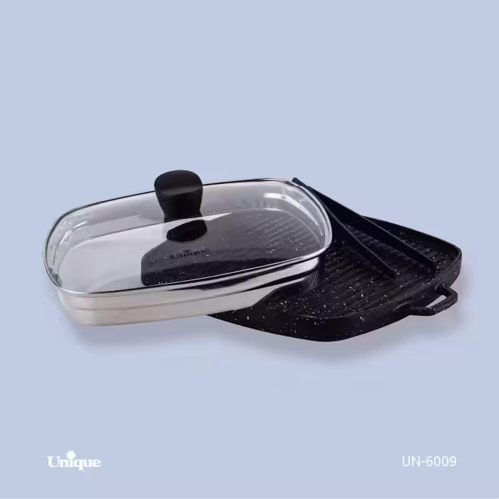 تابه گریل چدن مربع بزرگ بدون چوب یونیک کد محصول: UN-6009