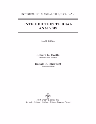 خرید و دانلود نسخه کامل کتاب Instructors Manual - Introduction to Real Analysis