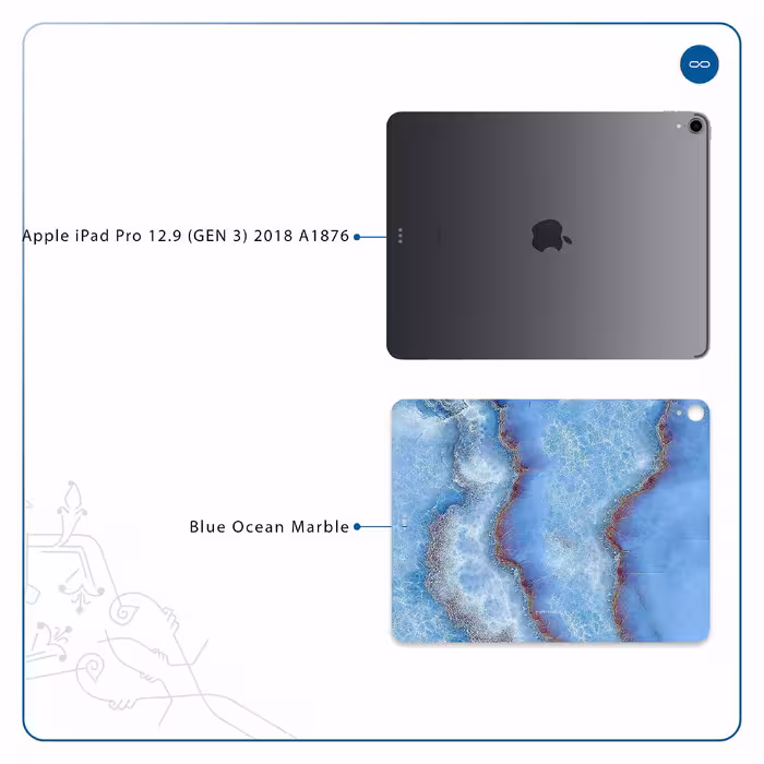 برچسب پوششی ماهوت مدل Blue Ocean Marble مناسب برای تبلت اپل iPad Pro 12.9 (GEN 3) 2018 A1876