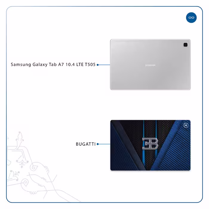 برچسب پوششی ماهوت مدل BUGATTI مناسب برای تبلت سامسونگ Galaxy Tab A7 10.4 LTE 2020 T505