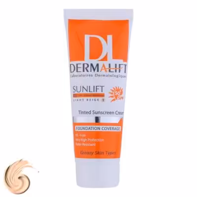 کرم ضد آفتاب رنگی درمالیفت مدل Sunlift SPF50 بژ روشن، حجم 40 میلی‌لیتر