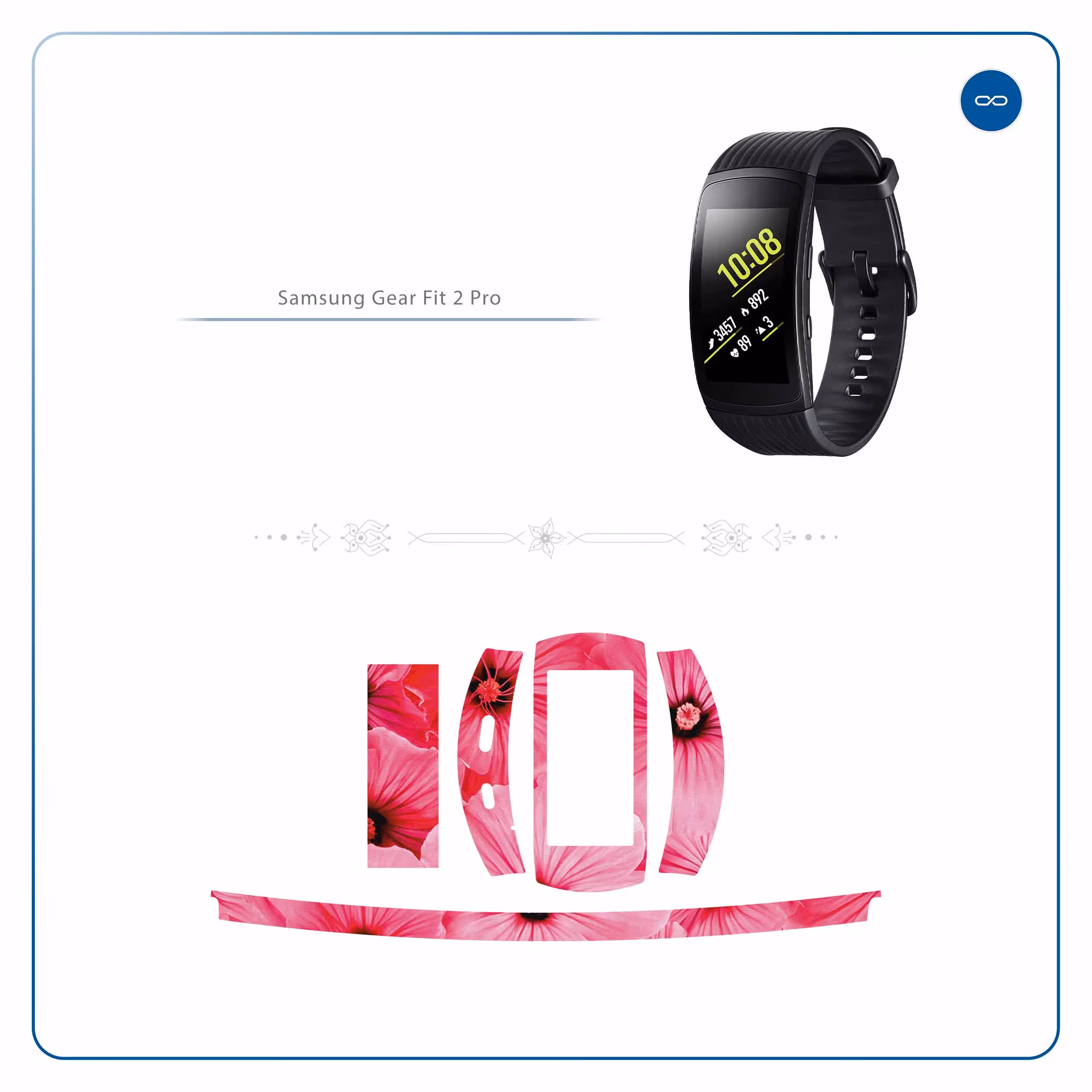 برچسب ماهوت طرح Pink-Flower مناسب برای ساعت هوشمند سامسونگ Galaxy Gear Fit 2 Pro