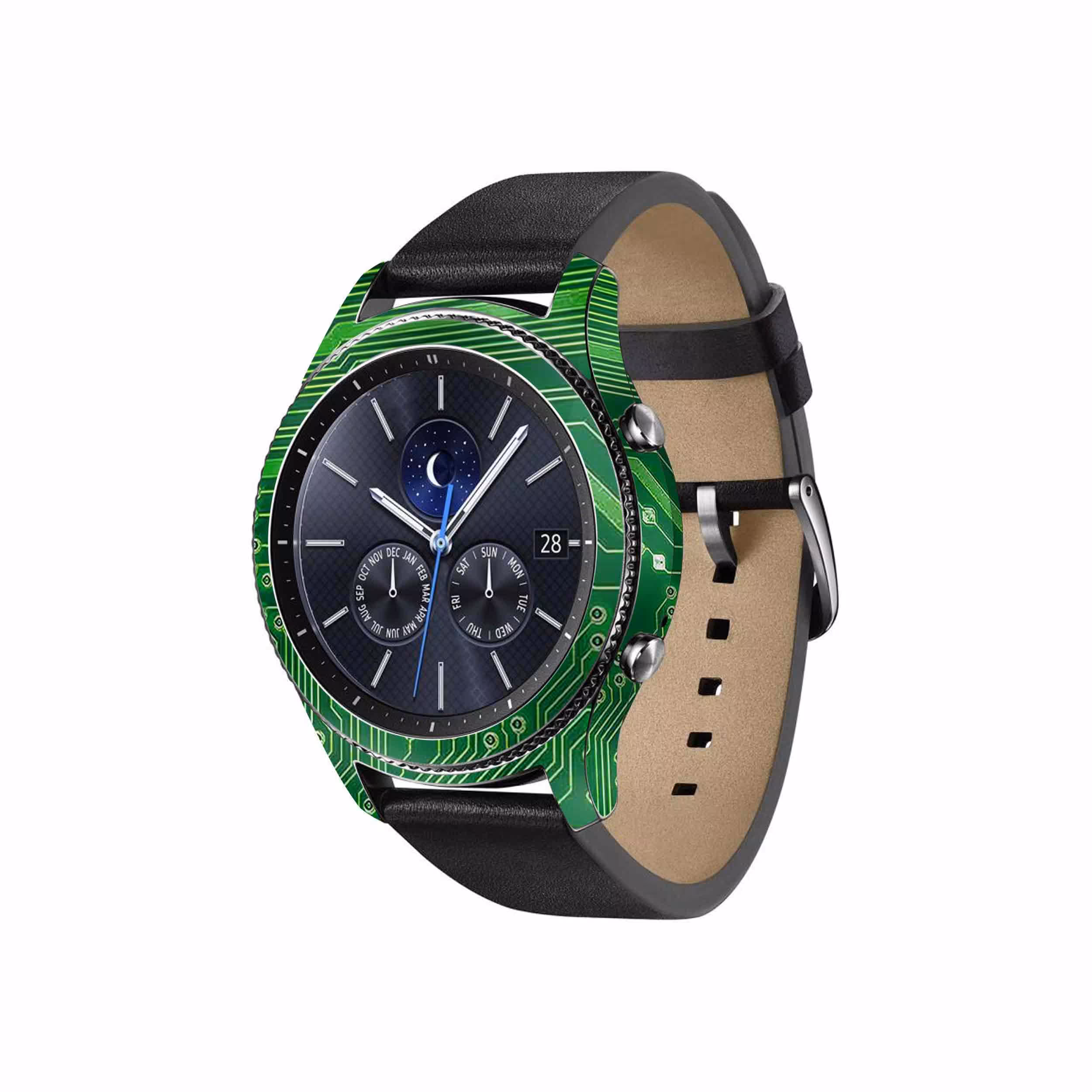برچسب ماهوت طرح Green-Printed-Circuit-Board مناسب برای ساعت هوشمند سامسونگ Galaxy Gear S3 Classic