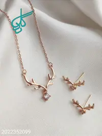 خرید نیم ست زنانه نگین دار رنگ ثابت استیل ضد حساسیت کیفیت عالی کد 1715220 - ردگل