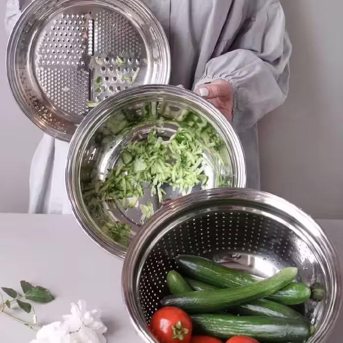 لگن و آبکش رنده دار