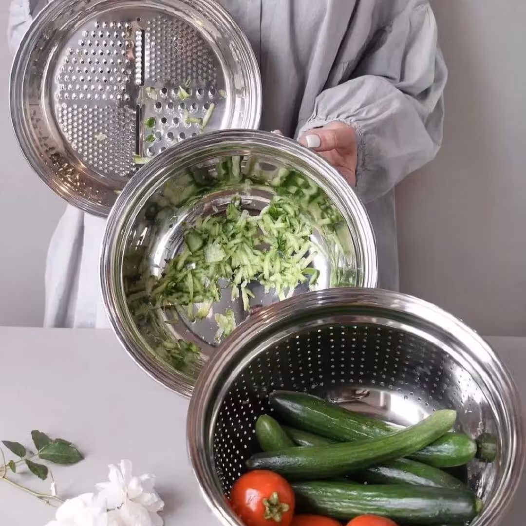 لگن و آبکش رنده دار