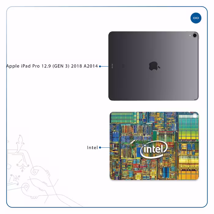 برچسب پوششی ماهوت مدل Intel Brand مناسب برای تبلت اپل iPad Pro 12.9 (GEN 3) 2018 A2014