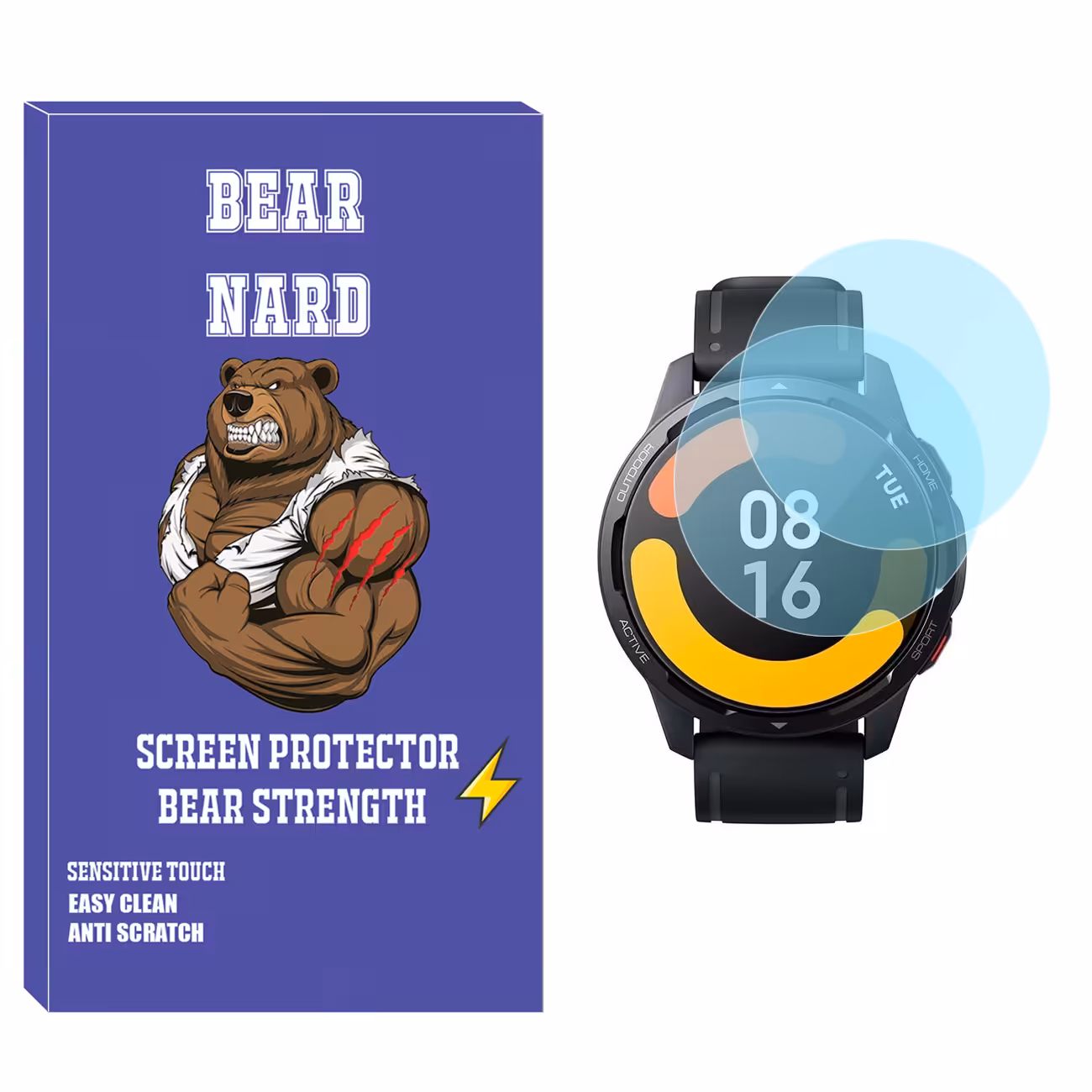 محافظ صفحه نمایش شیشه‌ای برنارد مدل SH-BR مناسب برای ساعت هوشمند شیائومی Watch S1 Active بسته دو عددی