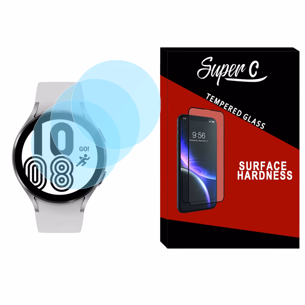 محافظ صفحه نمایش شیشه ای سوپرسی مدل SH-SC مناسب برای ساعت هوشمند سامسونگ Galaxy Watch 4 44mm بسته سه عددی