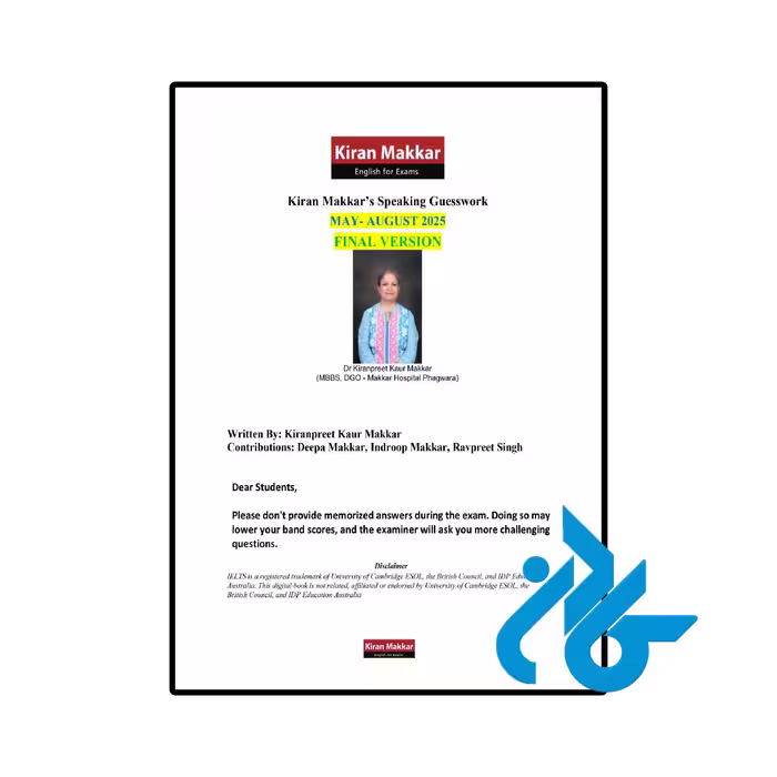 خرید و قیمت کتاب KIRAN MAKKAR SPEAKING GUESSWORK IELTS MAY-AUG 2025 (Final Version)  از فروشگاه کادن