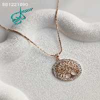 خرید گردنبند ژوپینگ طرح درخت نگین دار ضد حساسیت رنگ ثابت آبکاری طلا کیفیت عالی همراه با زنجیر کد 1515499 - ردگل