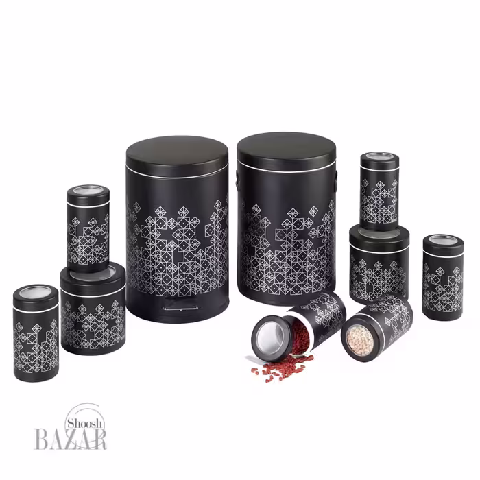 سرویس آشپزخانه 10 پارچه طرح روبیک مشکی بهازکالا 1629066