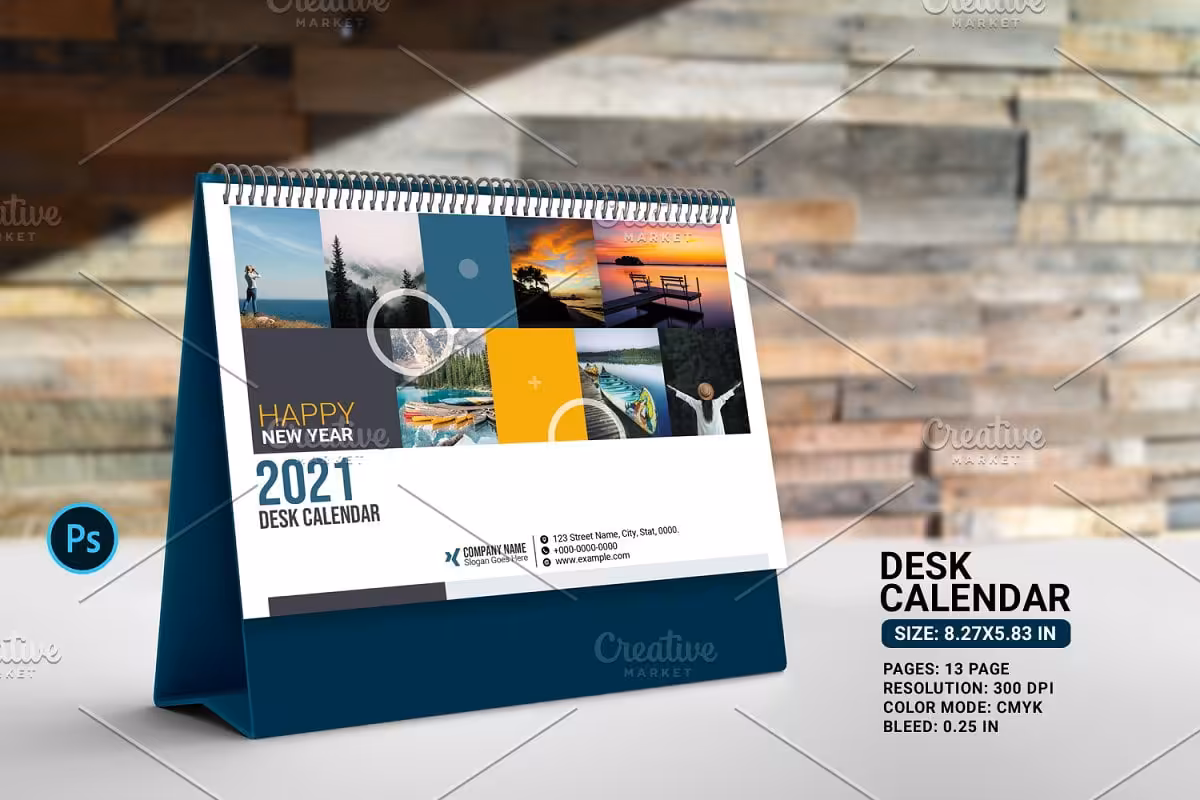 دانلود طرح تقویم رومیزی Desk Calendar 2021 V03