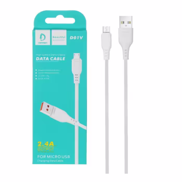 کابل تبدیل USB به microUSB دنمن مدل D01V طول 1 متر بسته دو عددی