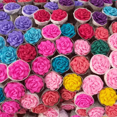 گل مصنوعی مدل رز کاغذی بسته 6 عددی
