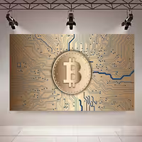 تابلو شاسی طرح بیتکوین مدل Golden BTC کدAR1340 | دنیای قاب