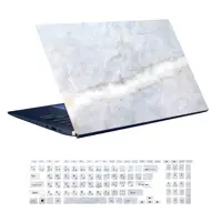 استیکر لپ تاپ توییجین و موییجین طرح Marble کد 15 مناسب برای لپ تاپ 15.6 اینچ به همراه برچسب حروف فارسی کیبورد 