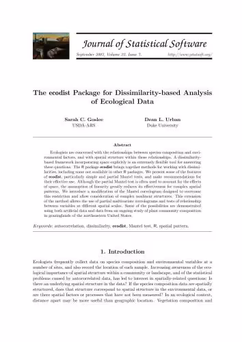 خرید و دانلود نسخه کامل کتاب The ecodist Package for Dissimilarity-based Analysis of Ecological Data   Code